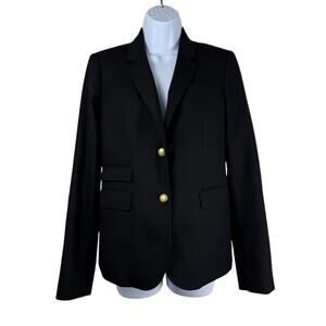 J. Crew Jacket Womens 4 Tall Black Schoolboy Blazer Wool Academia Quiet Luxury